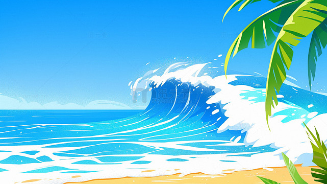 海浪沙滩风景