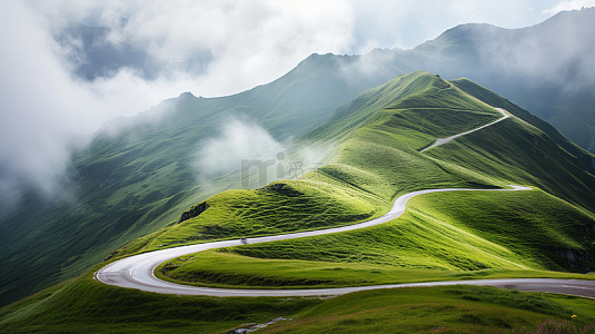 公路盘山陡峭自然高山