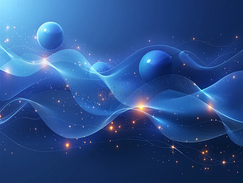 深蓝色简约科技互联网波浪线条高清背景