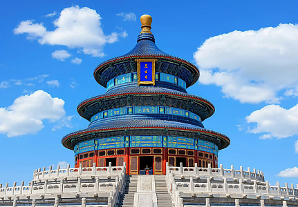 北京天坛蓝天白云AI摄影图