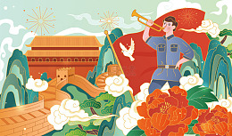 卡通矢量中国风建党节背景元素