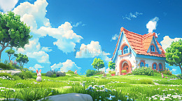 森林小屋唯美风景