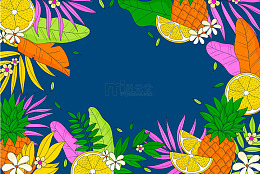 夏日热带果趣插画