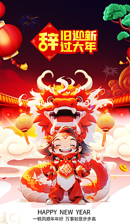龙年快乐2024海报龙年春节