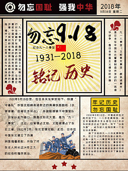 铭记历史勿忘九一八918宣传海报牢记918