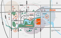 路线规划地图扁平风立体建筑