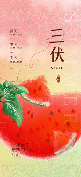 夏季背景气温三伏天海报三伏天