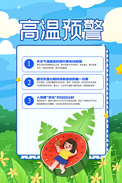橙色预警高温海报