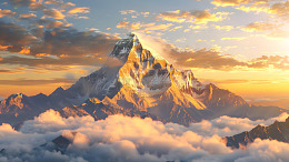 日出照耀雪山峰峦壮丽景观壁纸