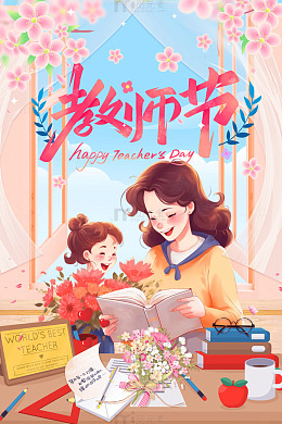 教师节温馨师生教师节海报