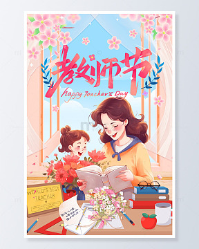 教师节温馨师生教师节海报