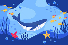 蓝鲸遨游海底秘境