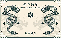 龙年门贴中国龙手绘龙龙插画