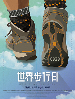 广告设计健步走比赛健康世界步行日
