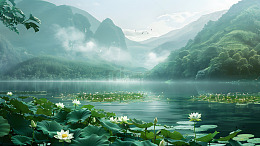 山间荷花池自然美景