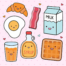 面包美食插画美味食物果汁