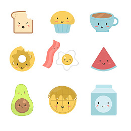 甜甜圈美味食物美食素材手绘食物