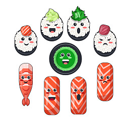寿司食物寿司插画饭团插画