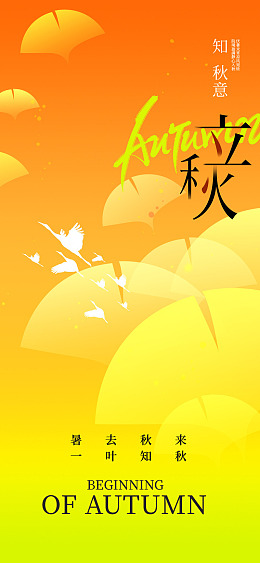 落叶立秋节气立秋广告立秋插画