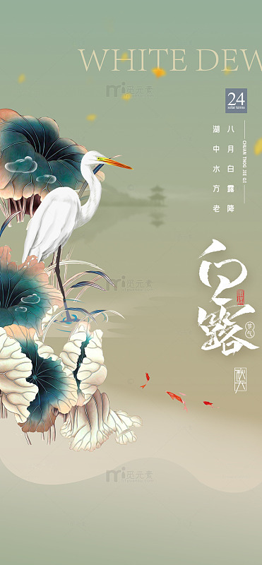 白经清荷白竞静思图