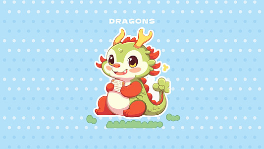 高清壁纸龙年春节龙年卡通插画龙