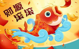 红鱼献瑞财源滚滚庆丰年