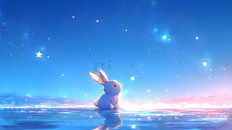 夜空下的梦幻兔子