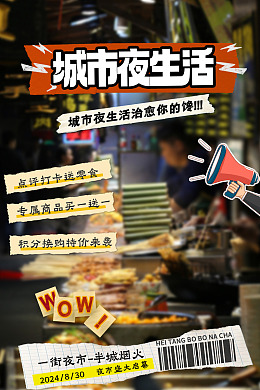 文明夜市背景板地摊经济