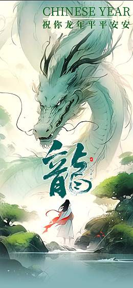 龙年快乐新年龙年素材门贴