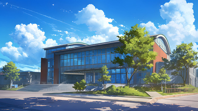 学校教学楼卡通