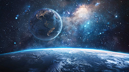俯视地球与宇宙星空太空科幻背景