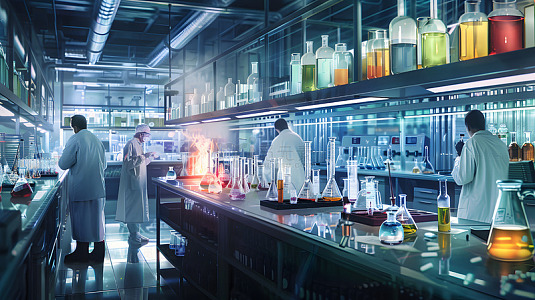 现代科学实验室研究人员工作场景壁纸