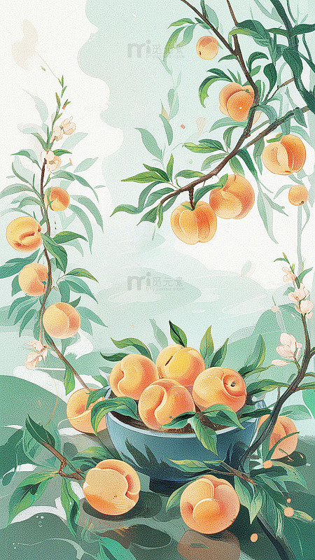 新鲜桃子插画