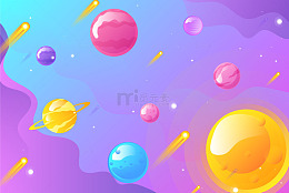3D多彩行星的梦幻星际之旅