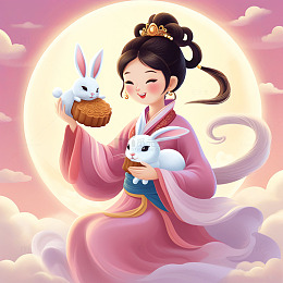 中秋八月十五嫦娥玉兔过中秋中国风场景