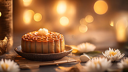 中秋月饼与节日灯光