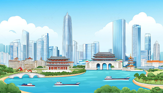 汕头插画地标性建筑
