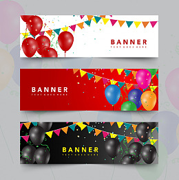 彩旗红色banner气球矢量素材