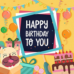 儿童狗生日派对矢量素材