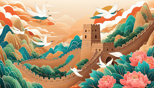 北京八达岭长城插画