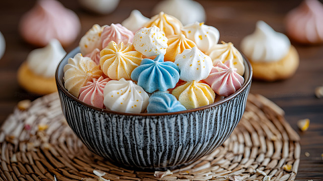 多彩小甜点精美摆盘的创意美食摄影