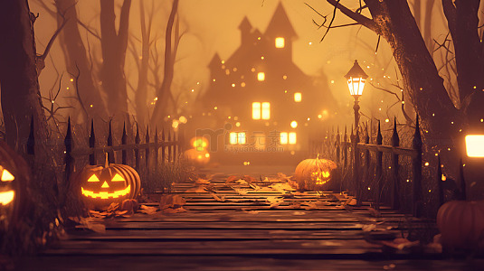 万圣节背景欢乐南瓜灯