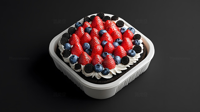 草莓蓝莓奥利奥奶油蛋糕静物摄影