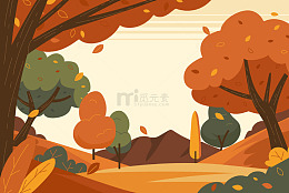 落叶覆盖的森林画卷