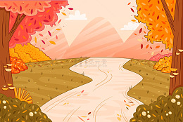 秋之径落叶与远山的宁静对话
