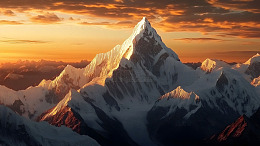 夕阳金色雪山峰顶壮丽自然风光壁纸