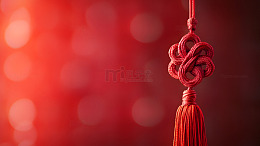 红色背景悬挂中国结春节装饰静物图