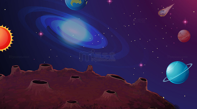 蓝色星系与多彩小行星