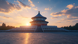夕阳下的天坛中国传统建筑风景