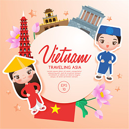 海报卡通越南旅游